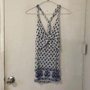 Free People floral twist back tank top